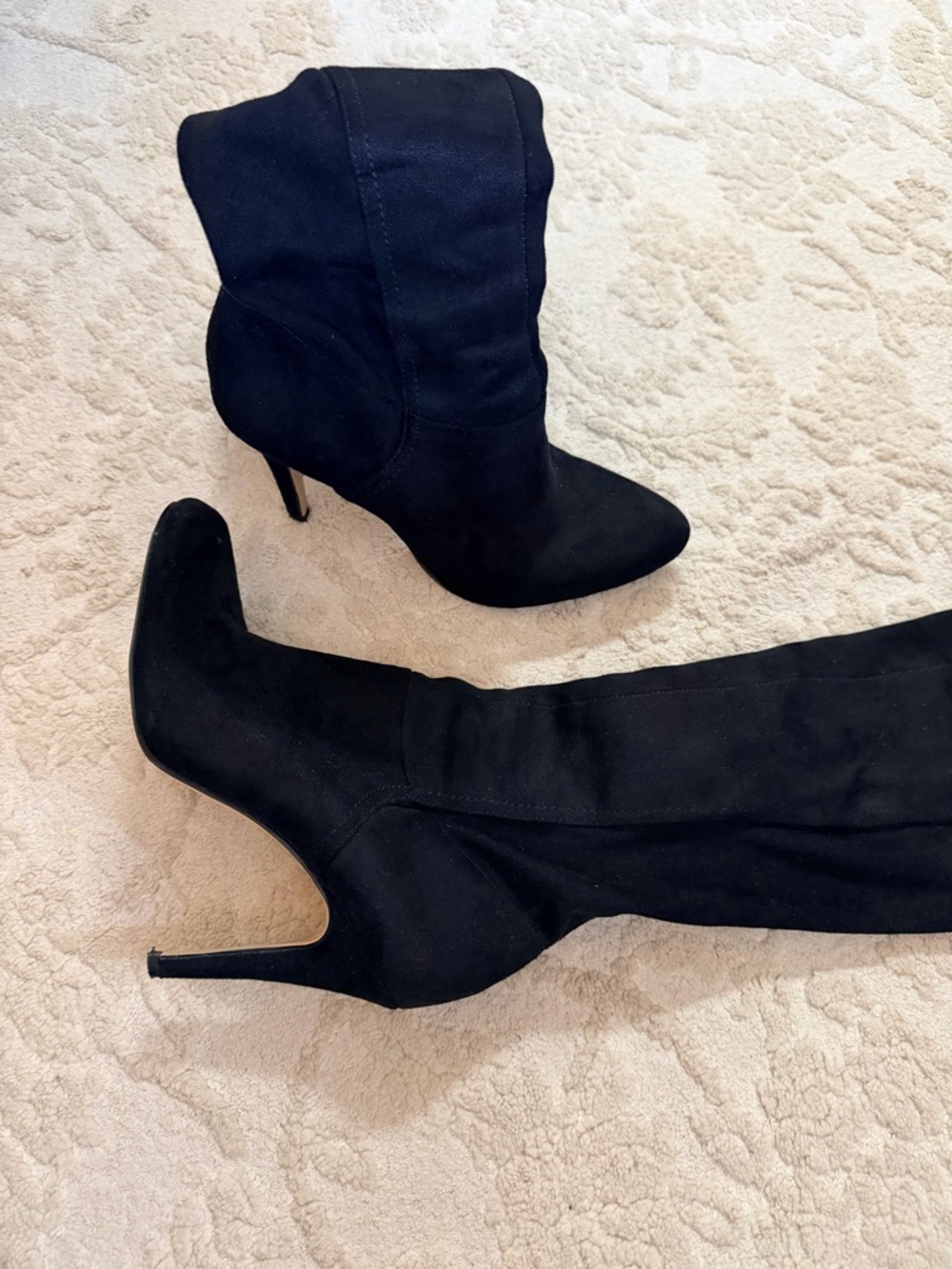 Black Suede High Heel Knee Boot Size 8